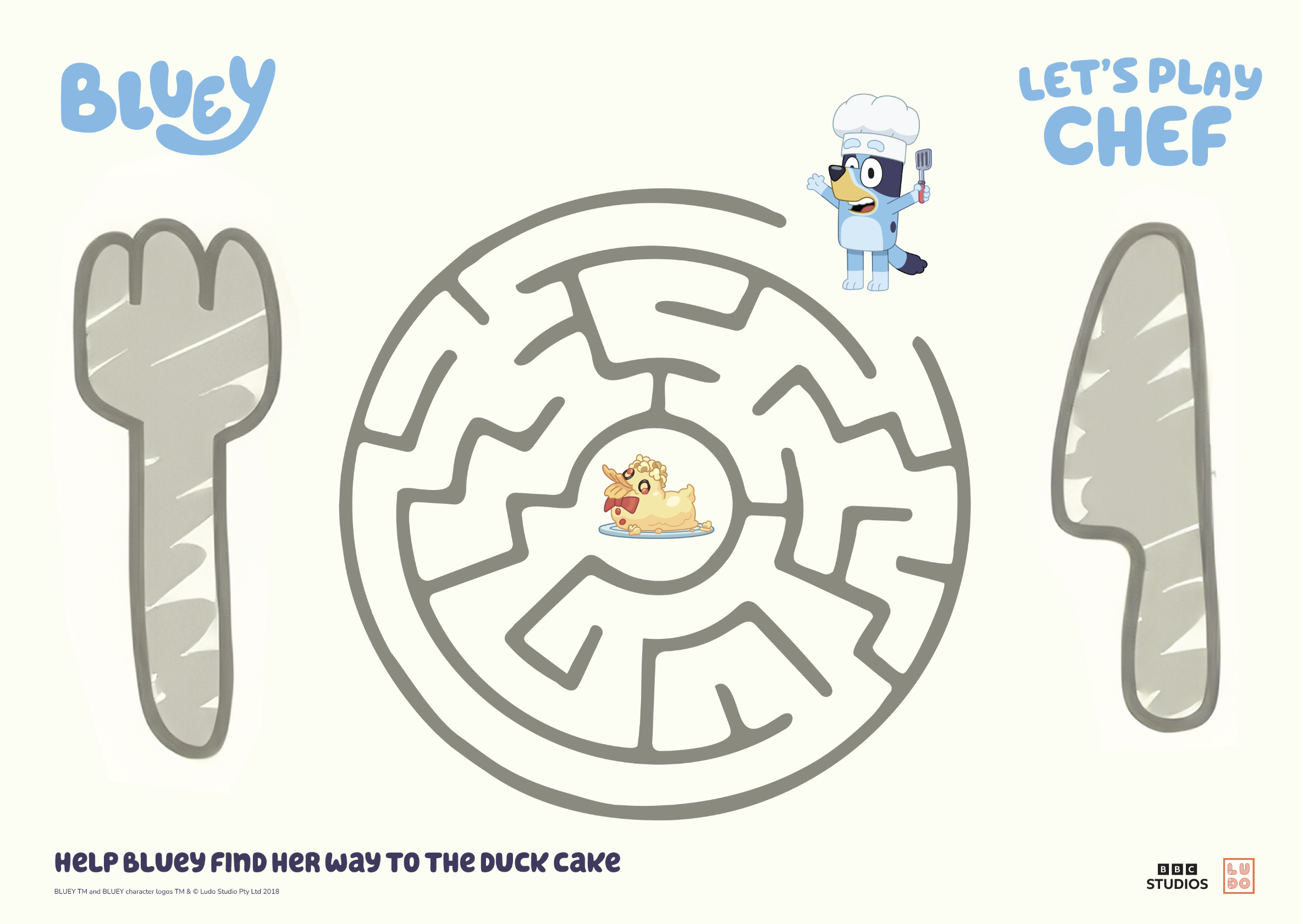Bluey Let’s Play Chef Placemat Maze Activity